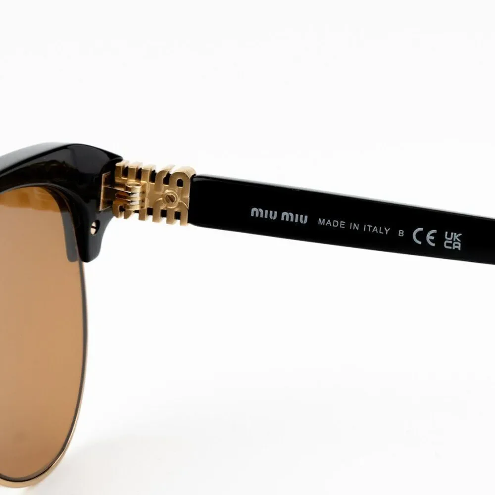 NEW Miu Miu MU09ZS 1AB2Z1 RUNWAY Black Brown Browline Unisex Sunglasses SMU09Z